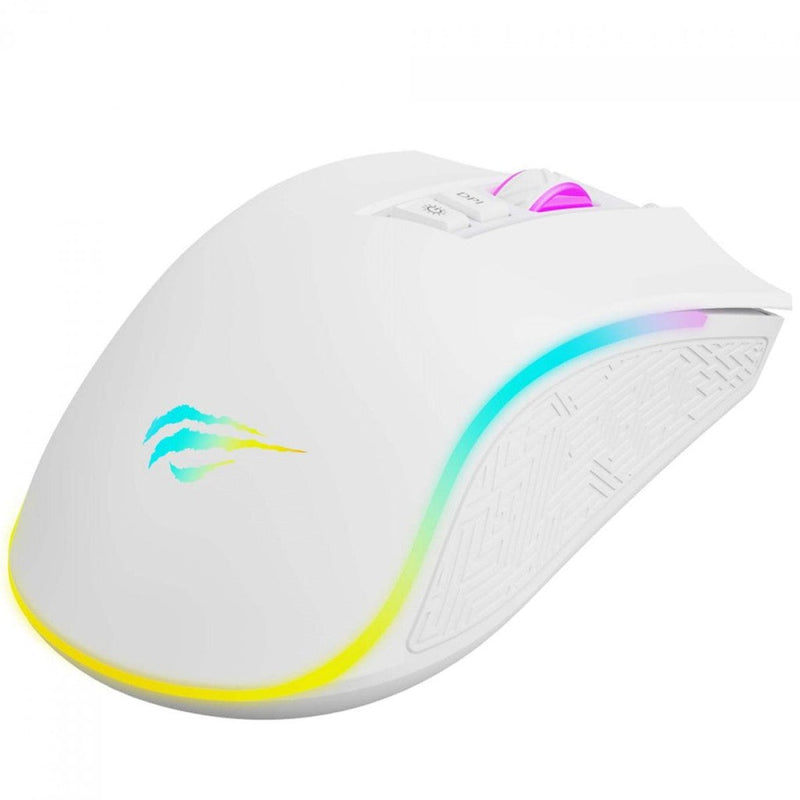 Mouse Gamer Havit MS1034, RGB, 4800DPI, USB, 7 Botões, Branco