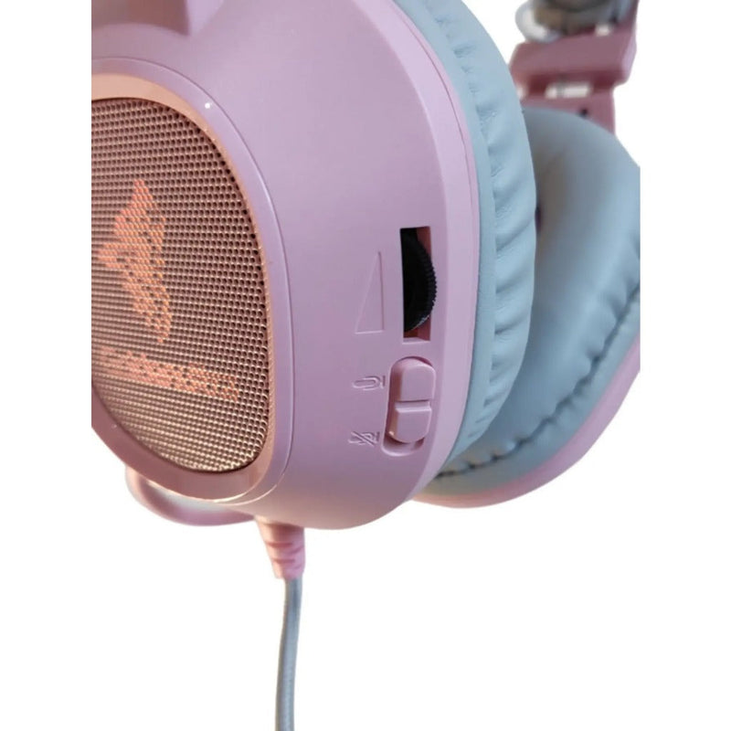 Fone Headset Gamer Gatinho com Fio e LED RGB Fone de ouvido- Orelhas Removíveis