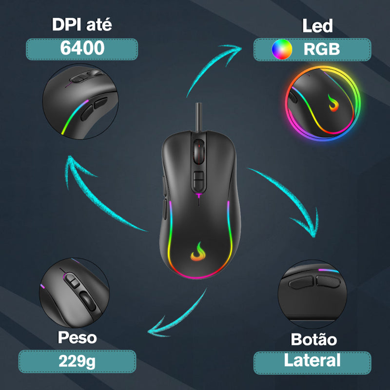 Mouse Gamer G2 Black Rgb 12000 Dpi Rise Mode
